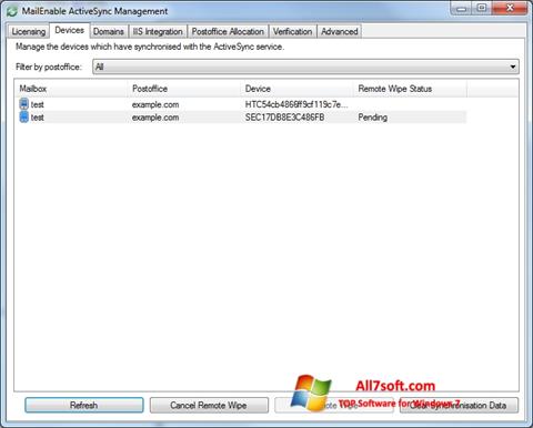 Ekran görüntüsü Microsoft ActiveSync Windows 7