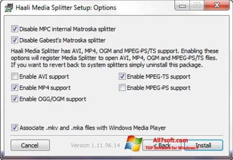 Ekran görüntüsü Haali Media Splitter Windows 7