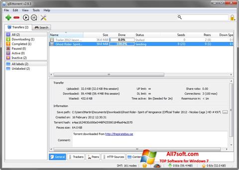 Ekran görüntüsü qBittorrent Windows 7