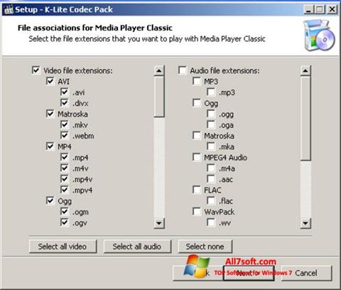 Ekran görüntüsü K-Lite Codec Pack Windows 7