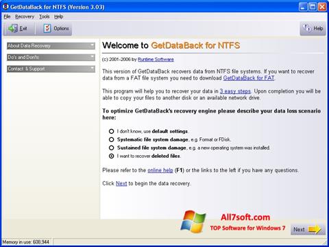 Ekran görüntüsü GetDataBack Windows 7