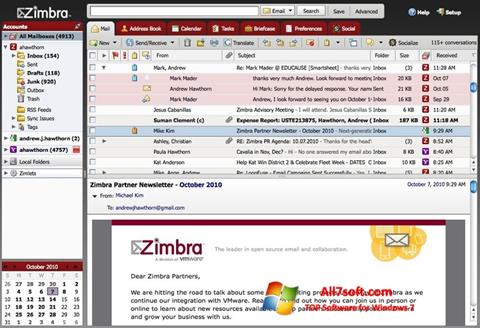 Ekran görüntüsü Zimbra Desktop Windows 7
