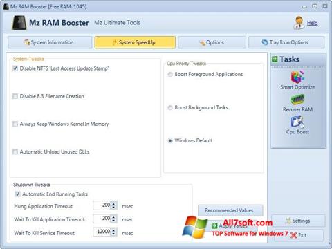Ekran görüntüsü Mz RAM Booster Windows 7