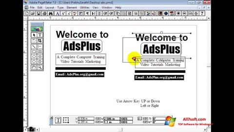 Ekran görüntüsü Adobe PageMaker Windows 7