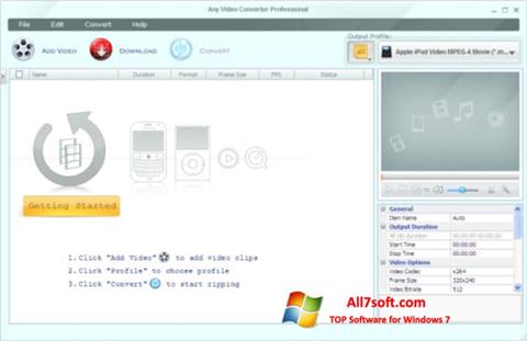 Ekran görüntüsü Any Video Converter Windows 7