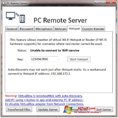 Ekran görüntüsü PC Remote Server Windows 7