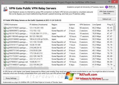Ekran görüntüsü VPN Gate Windows 7