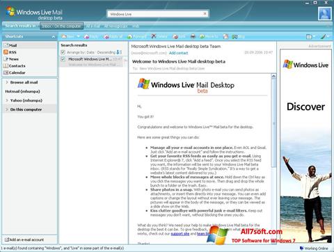 Ekran görüntüsü Windows Live Mail Windows 7