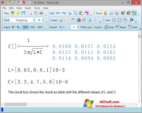 Ekran görüntüsü RedCrab Calculator Windows 7