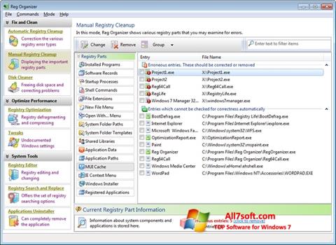 Ekran görüntüsü Reg Organizer Windows 7