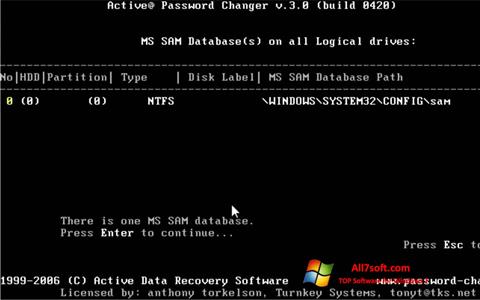Ekran görüntüsü Active Password Changer Windows 7