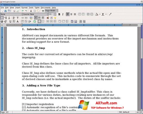 Ekran görüntüsü AbiWord Windows 7