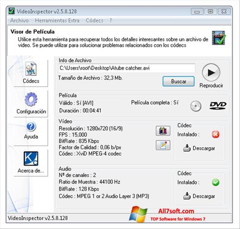 Ekran görüntüsü VideoInspector Windows 7