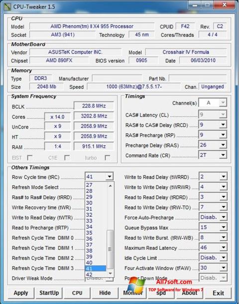 Ekran görüntüsü CPU-Tweaker Windows 7