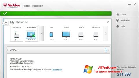 Ekran görüntüsü McAfee Total Protection Windows 7