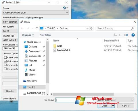 Ekran görüntüsü Rufus Windows 7