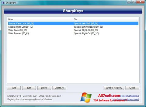 Ekran görüntüsü SharpKeys Windows 7