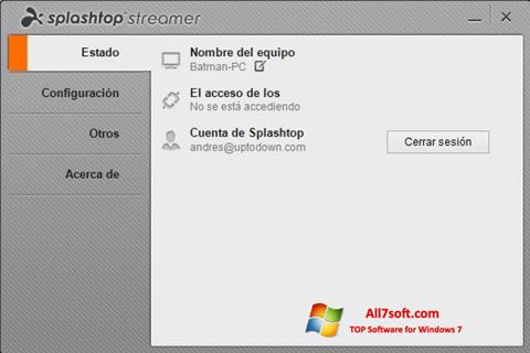 Ekran görüntüsü Splashtop Streamer Windows 7