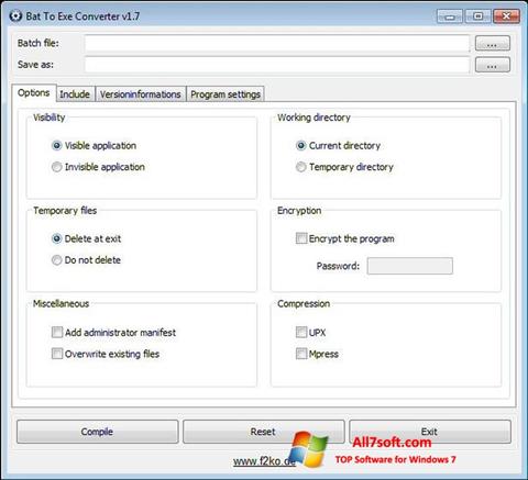 Ekran görüntüsü Bat To Exe Converter Windows 7