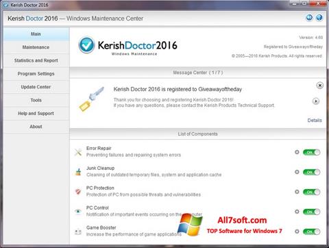 Ekran görüntüsü Kerish Doctor Windows 7