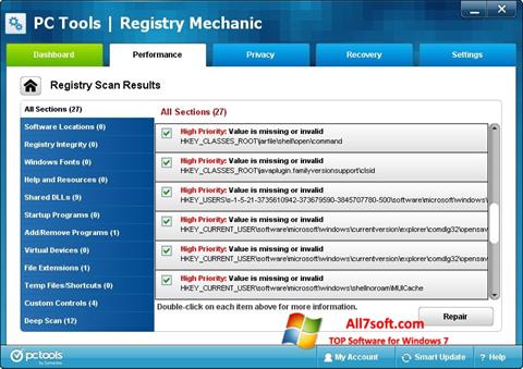 Ekran görüntüsü Registry Mechanic Windows 7
