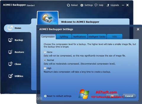 Ekran görüntüsü AOMEI Backupper Windows 7