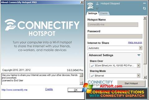 Ekran görüntüsü Connectify Hotspot PRO Windows 7