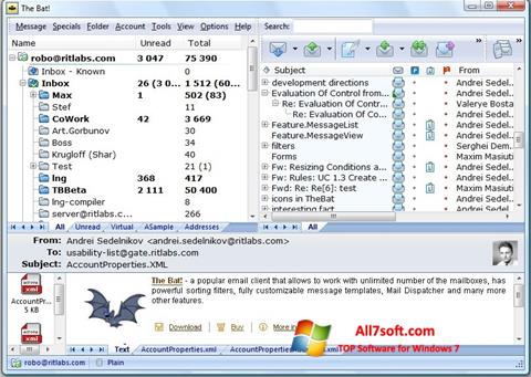 Ekran görüntüsü The Bat! Windows 7