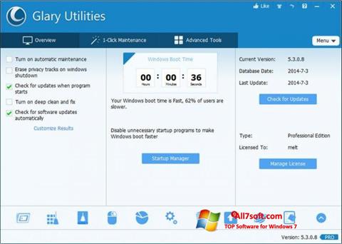 Ekran görüntüsü Glary Utilities Pro Windows 7
