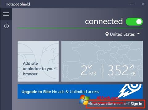 Ekran görüntüsü Hotspot Shield Windows 7
