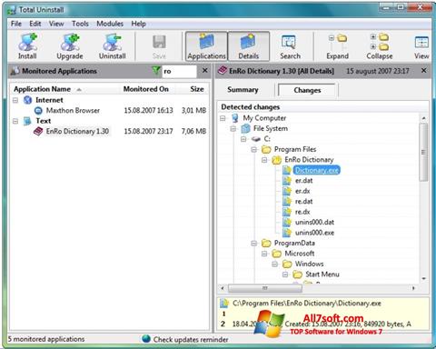 Ekran görüntüsü Total Uninstall Windows 7