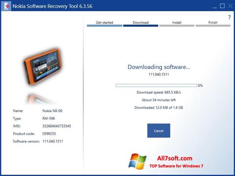 Ekran görüntüsü Nokia Software Recovery Tool Windows 7