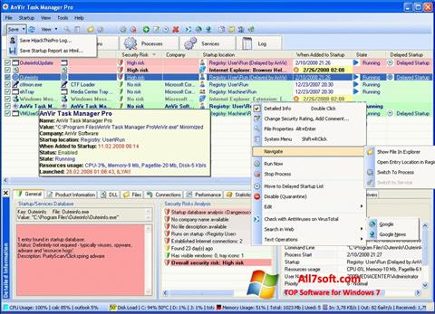 Ekran görüntüsü AnVir Task Manager Windows 7