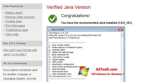 Ekran görüntüsü Java Windows 7