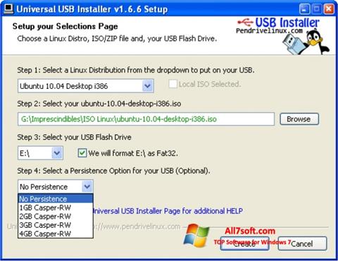 Ekran görüntüsü Universal USB Installer Windows 7