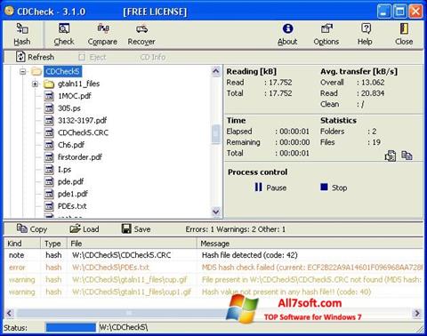 Ekran görüntüsü CDCheck Windows 7