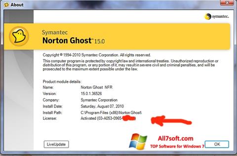 Ekran görüntüsü Norton Ghost Windows 7