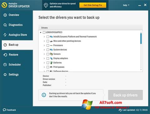 Ekran görüntüsü Auslogics Driver Updater Windows 7
