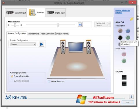 Ekran görüntüsü Realtek HD Audio Windows 7