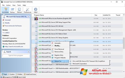 Ekran görüntüsü Uninstall Tool Windows 7