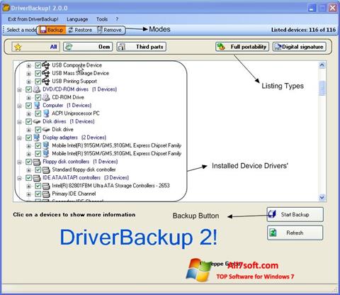 Ekran görüntüsü Driver Backup Windows 7
