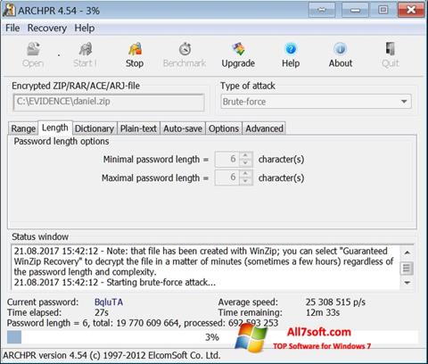 Ekran görüntüsü Advanced Archive Password Recovery Windows 7